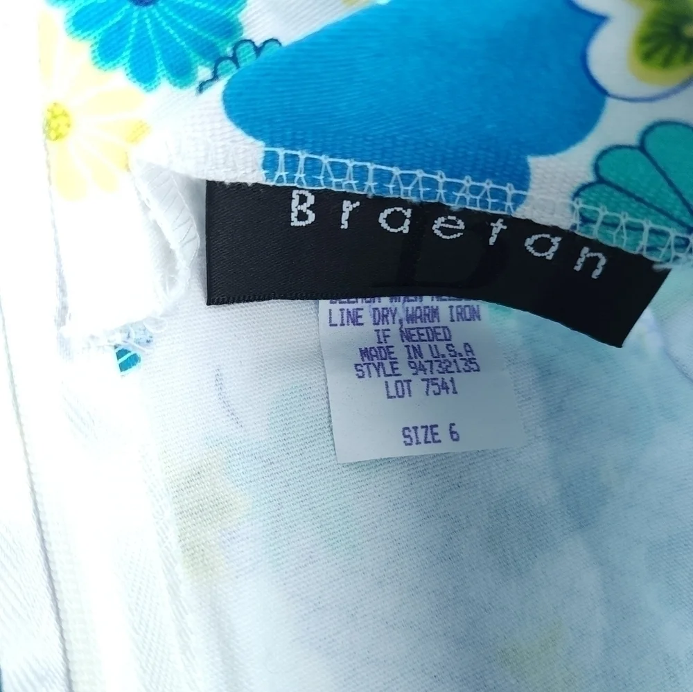 Braetan Blue White Floral Skirt Sz 6 - Picture 7 of 10